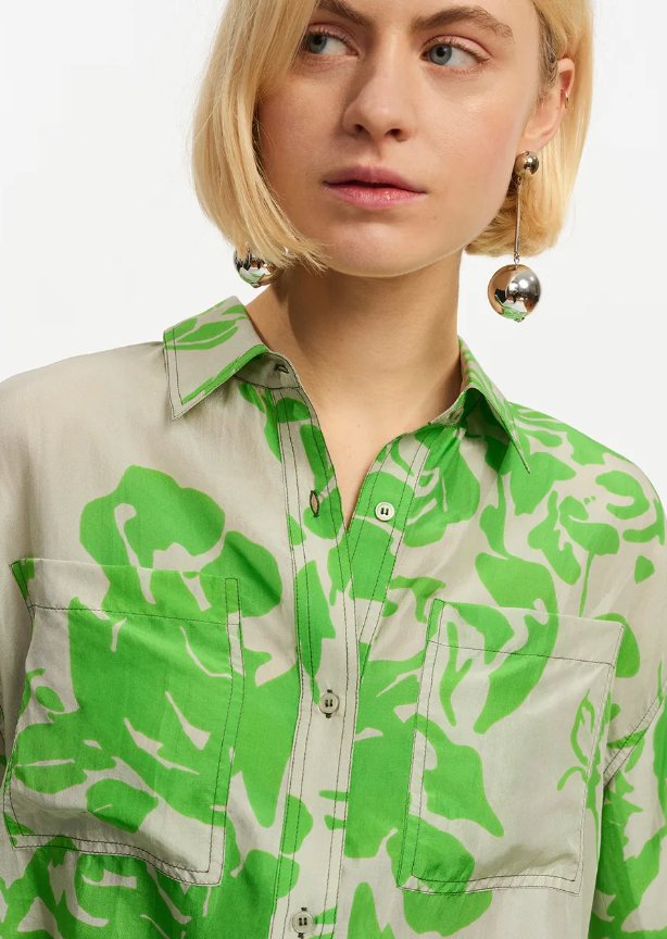 Forgetmenot Silk Button Down Shirt - The Collective Park City