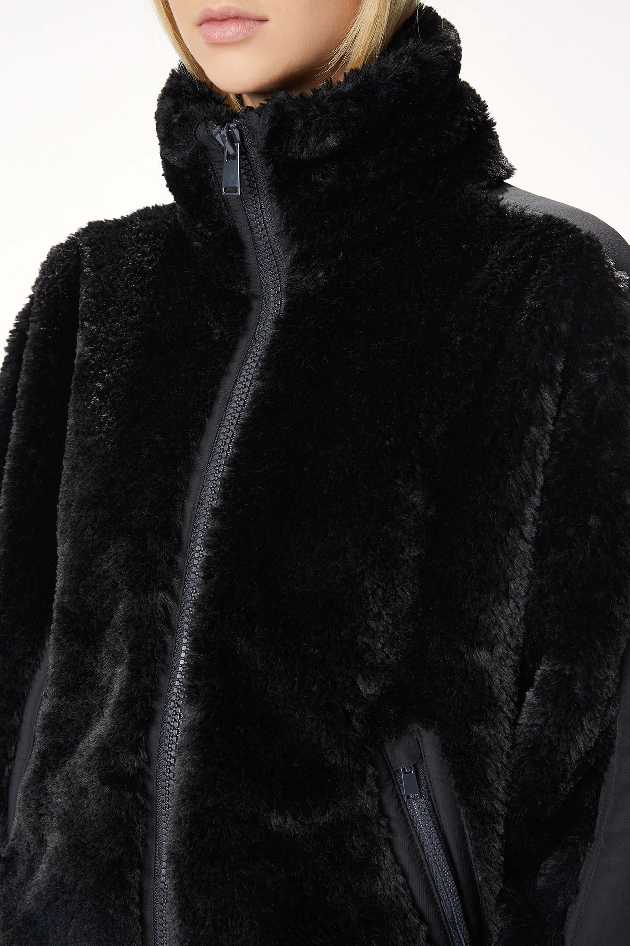 Faux Rabbit Fur Jacket - Black
