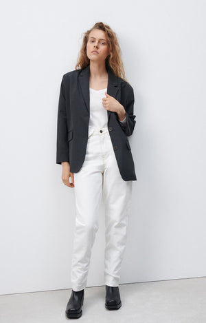 Gamipy Long Sleeve V - Neck Tee - Blanc - The Collective Park City