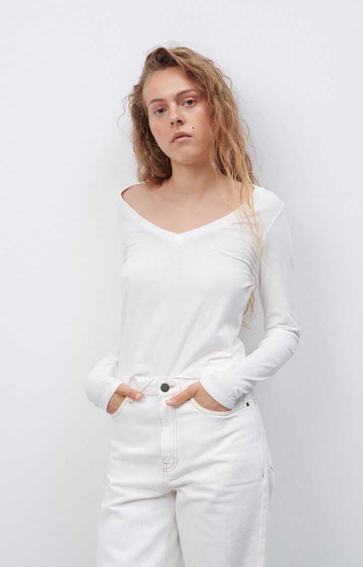 Gamipy Long Sleeve V - Neck Tee - Blanc - The Collective Park City