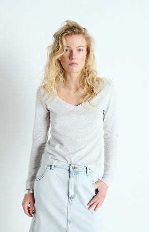 Gamipy Long Sleeve V - Neck Tee - Polar Melange - The Collective Park City