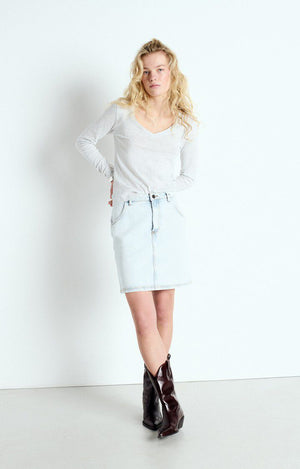 Gamipy Long Sleeve V - Neck Tee - Polar Melange - The Collective Park City