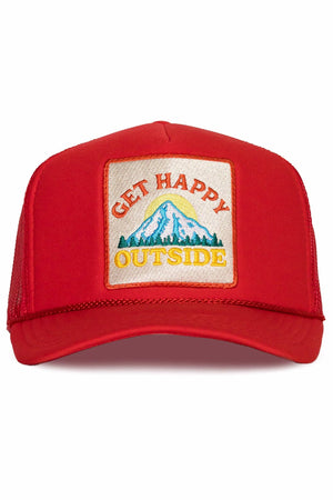 Get Happy Outside Trucker Hat in Red - The Collective Park City