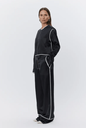 Gianna High Shine Piped Pant - Black - The Collective Park City