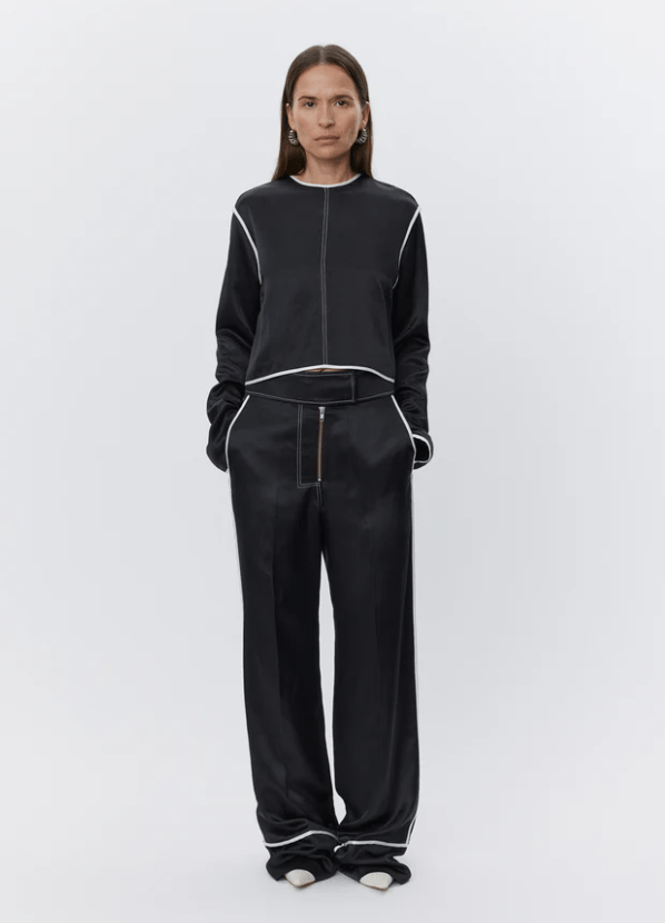 Gianna High Shine Piped Pant - Black - The Collective Park City