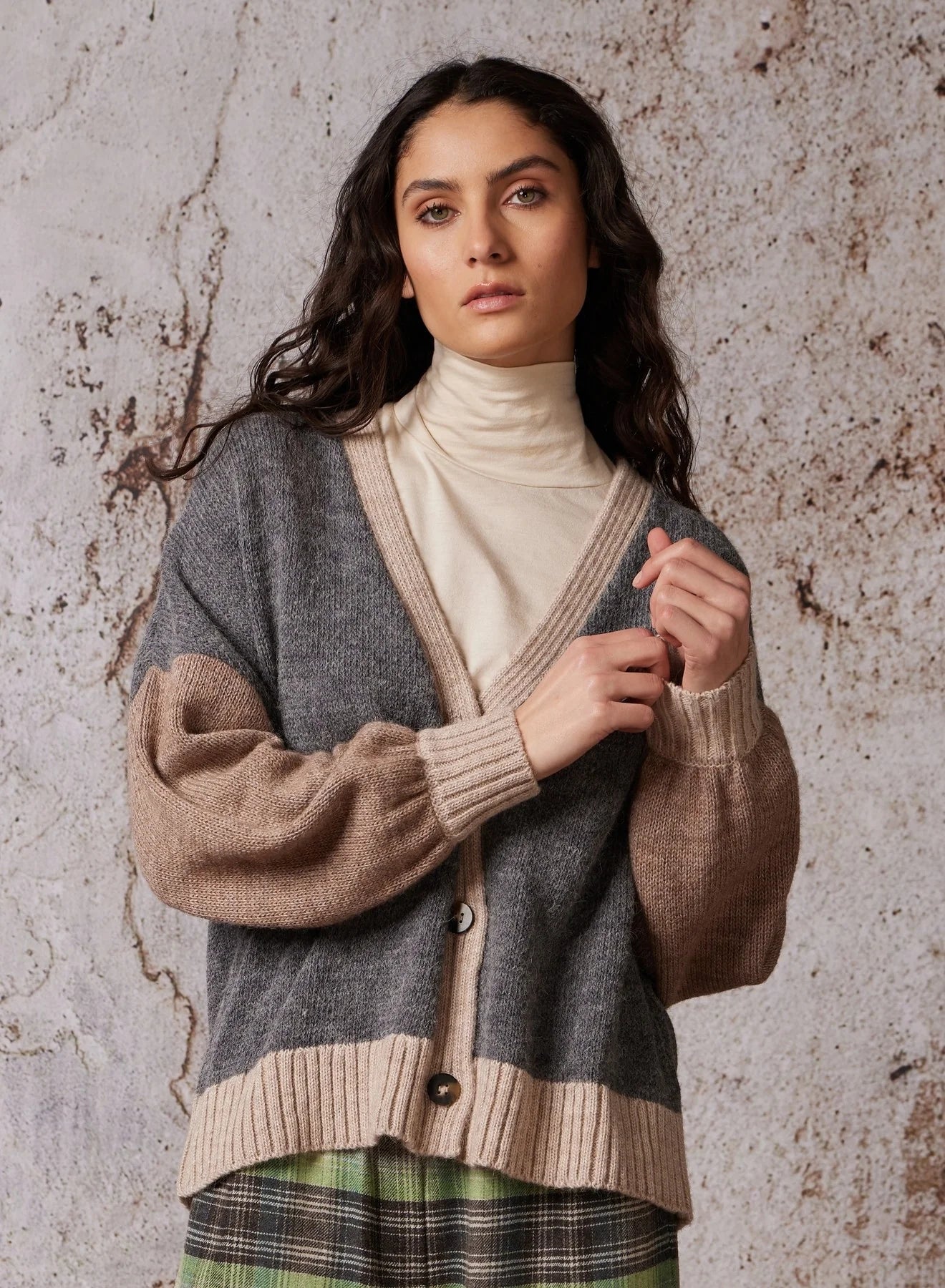 Colorblock cardigan sweater store