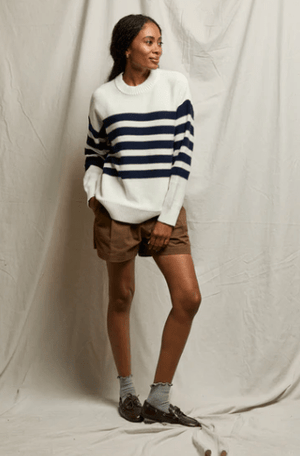 Ginger Cotton Crew Striped Slouchy Sweater - The Collective Park City