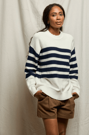Ginger Cotton Crew Striped Slouchy Sweater - The Collective Park City