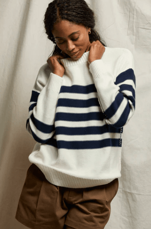 Ginger Cotton Crew Striped Slouchy Sweater - The Collective Park City