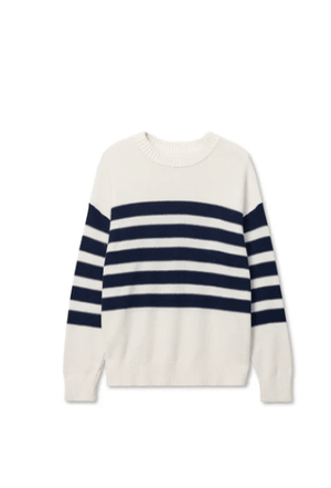 Ginger Cotton Crew Striped Slouchy Sweater - The Collective Park City