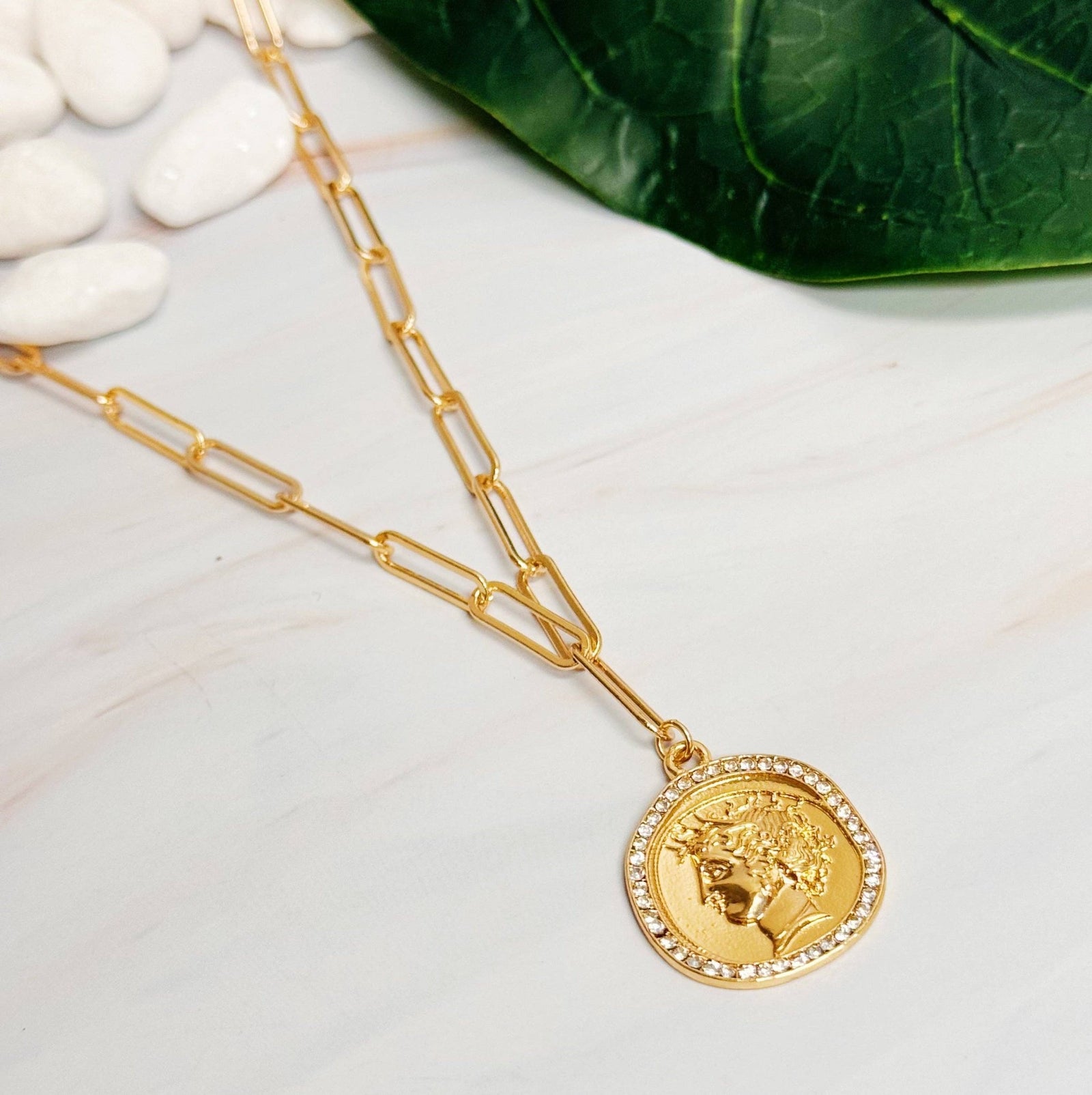 Glam Edge Coin Link Chain Necklace - The Collective Park City