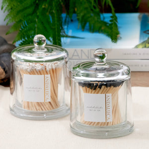 Glass Jar with Lid & 120 Wooden Black Matches - The Collective Park City