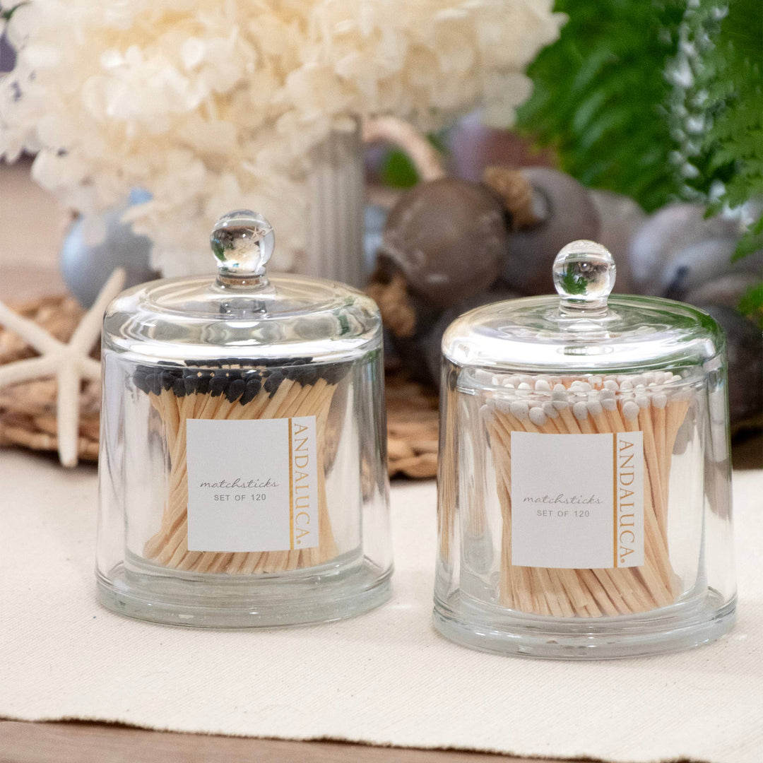 Glass Jar with Lid &amp; 120 Wooden Black Matches - The Collective Park City