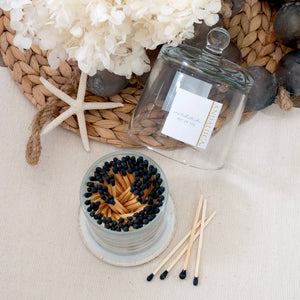 Glass Jar with Lid & 120 Wooden Black Matches - The Collective Park City