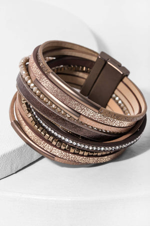 Glimmer Leather Bracelet: Bronze - The Collective Park City
