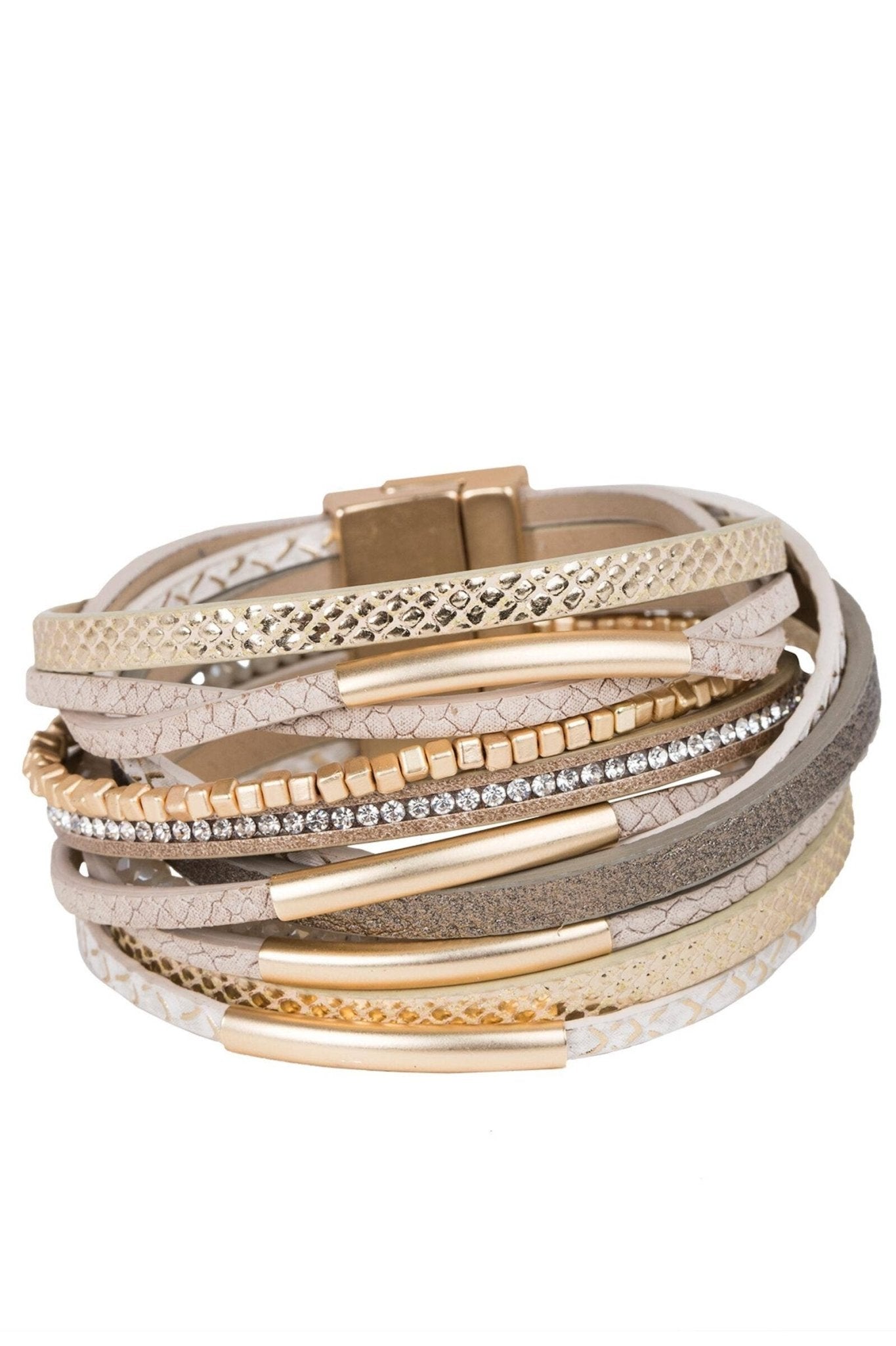 Glimmer Leather Bracelet: Taupe - The Collective Park City