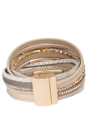 Glimmer Leather Bracelet: Taupe - The Collective Park City