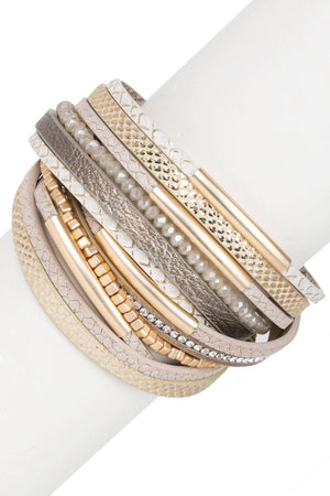 Glimmer Leather Bracelet: Taupe - The Collective Park City