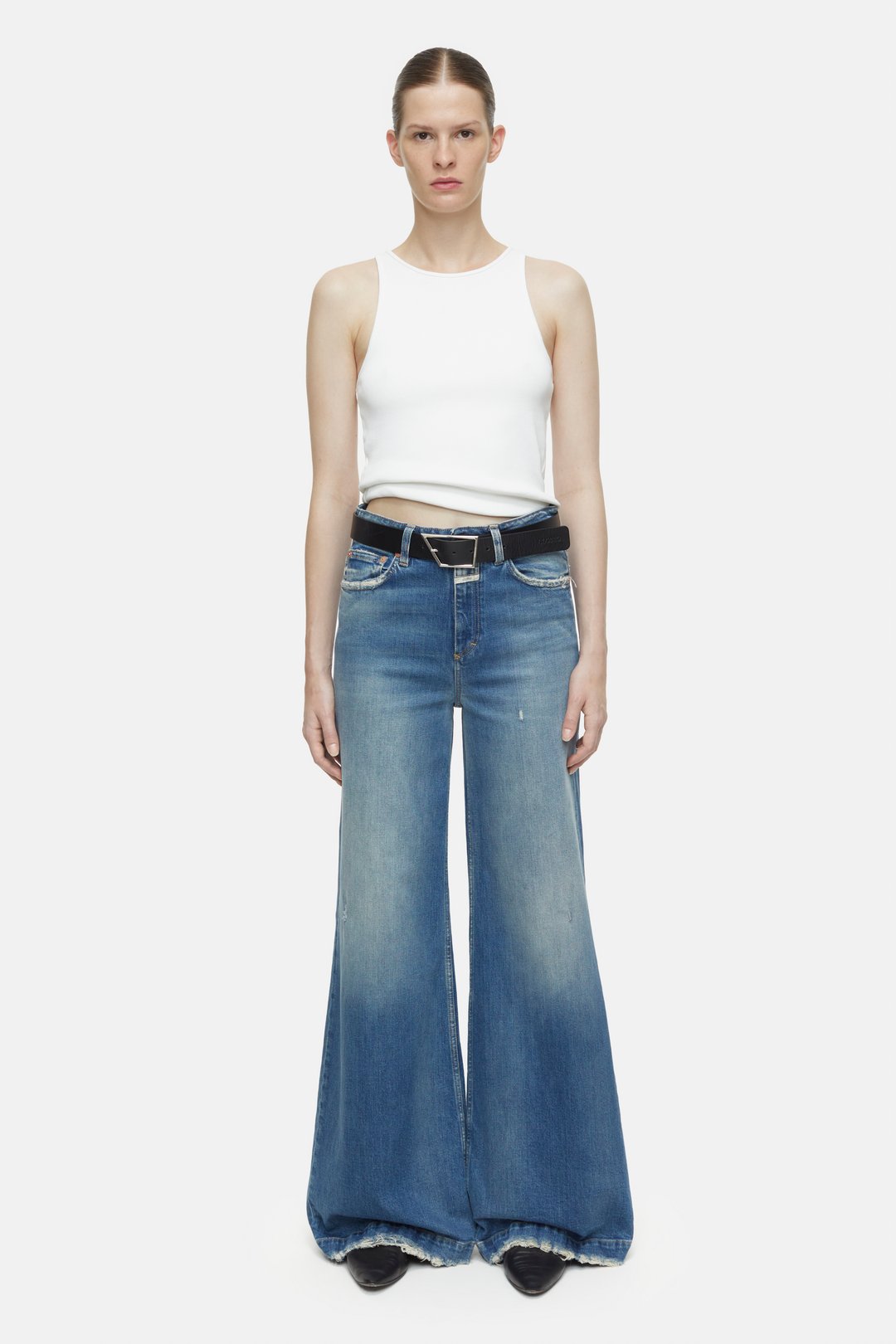 Glow - Up Wide Leg Distressed Jean - The Collective Park City