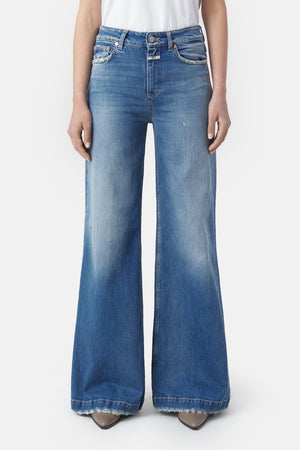 Glow - Up Wide Leg Distressed Jean - The Collective Park City