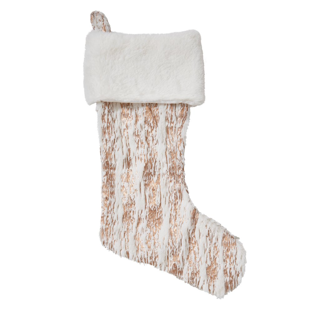 Gold Foil Faux Fur Christmas Tree Stocking - The Collective Park City