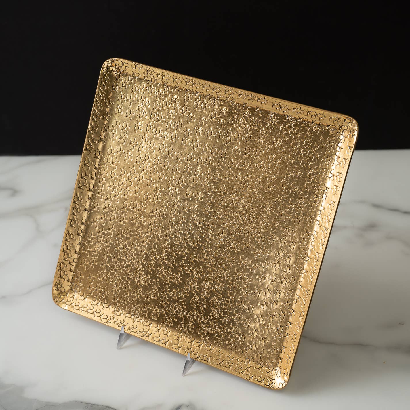 Gold Hammered Square Tray - The Collective Park City