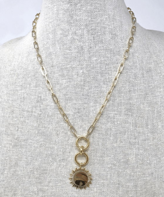 Gold Paperclip Necklace w Double Attachment - The Collective Park City