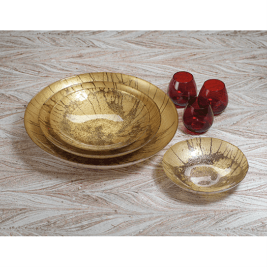 Golden Pearl Metallic Watercolor Serving Bowl 12.75'' - The Collective Park City