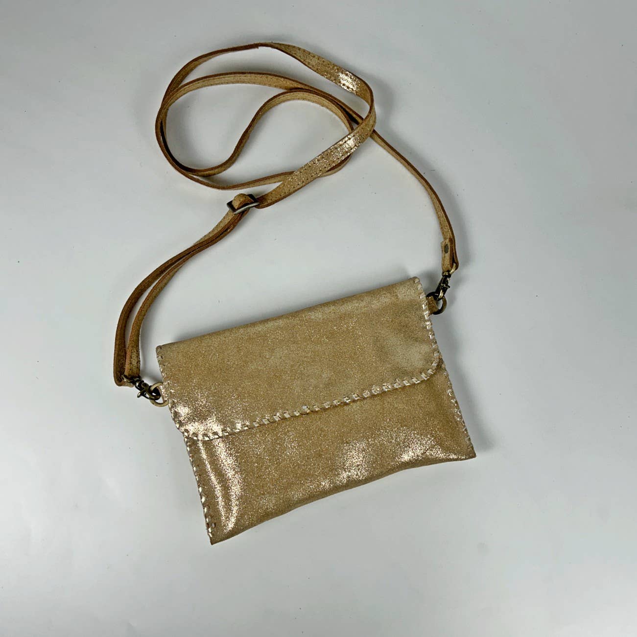Grace Gold Suede Leather Crossbody Bag - The Collective Park City