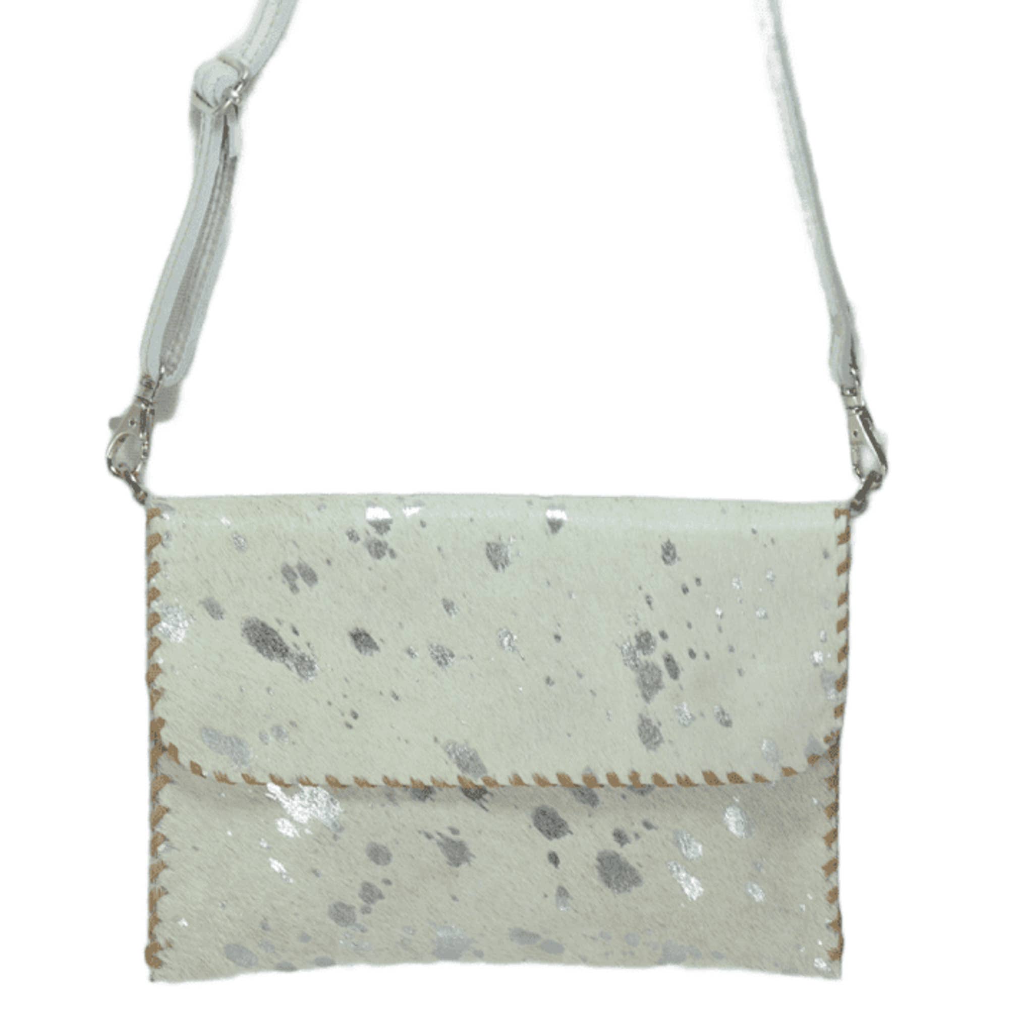 Grace Silver Cowhide Leather Crossbody Bag - The Collective Park City