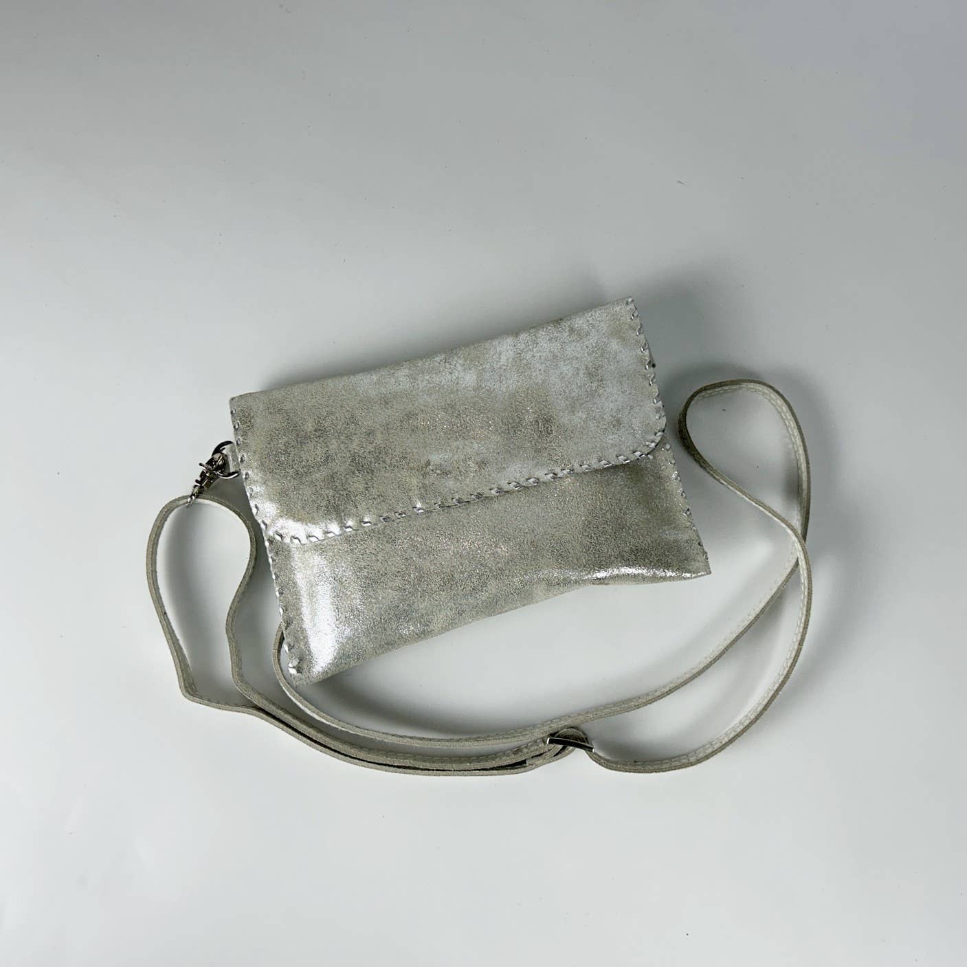 Grace Silver Suede Leather Crossbody Bag - The Collective Park City