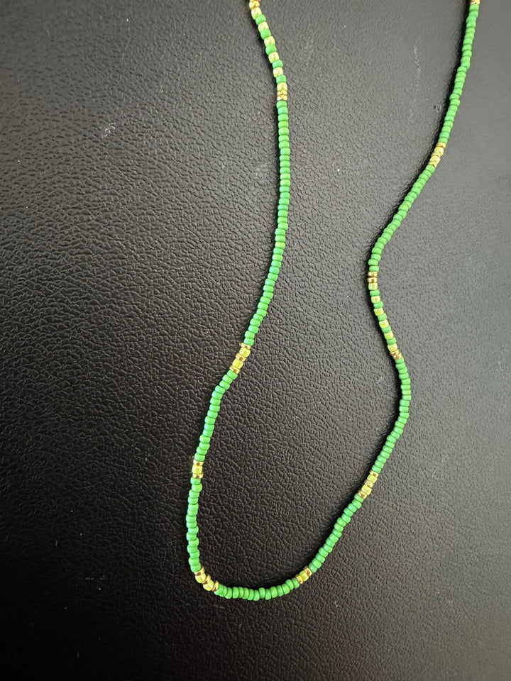 Green Miyiki Seed Bead Choker Necklace - The Collective Park City