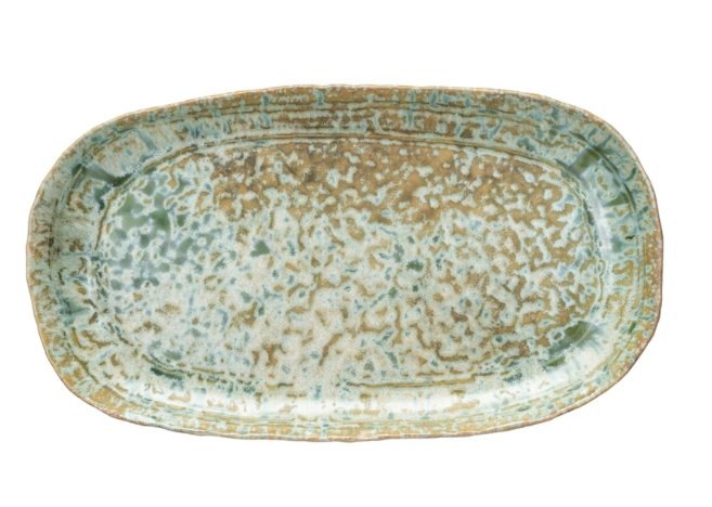 Green Stoneware Serving Platter - The Collective Park City