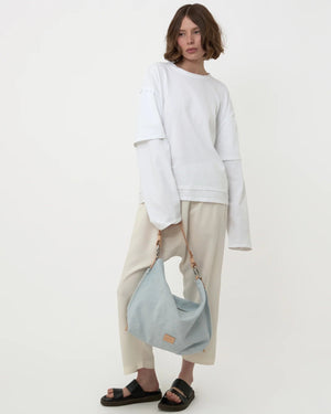Hana Canvas Hobo Bag - Mist Vachetta - The Collective Park City