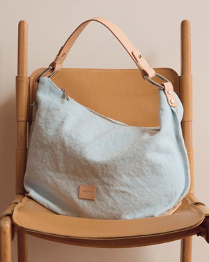 Hana Canvas Hobo Bag - Mist Vachetta - The Collective Park City