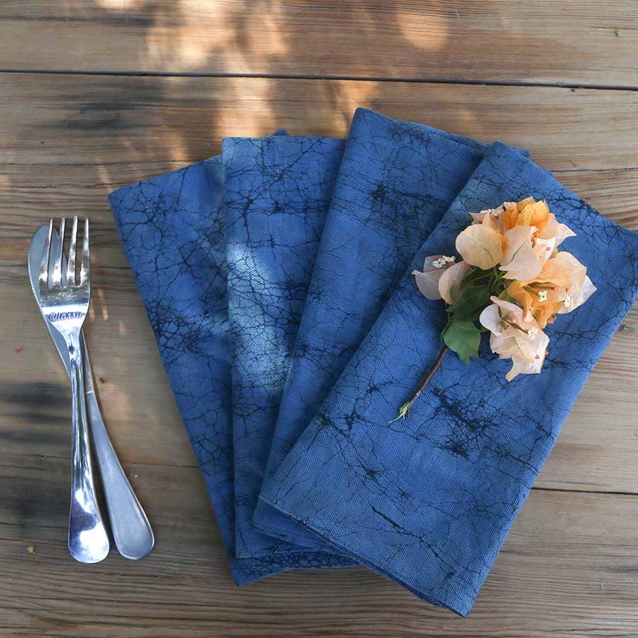 Hand Dyed Indigo Blue Napkins - Set of 4 - The Collective Park City