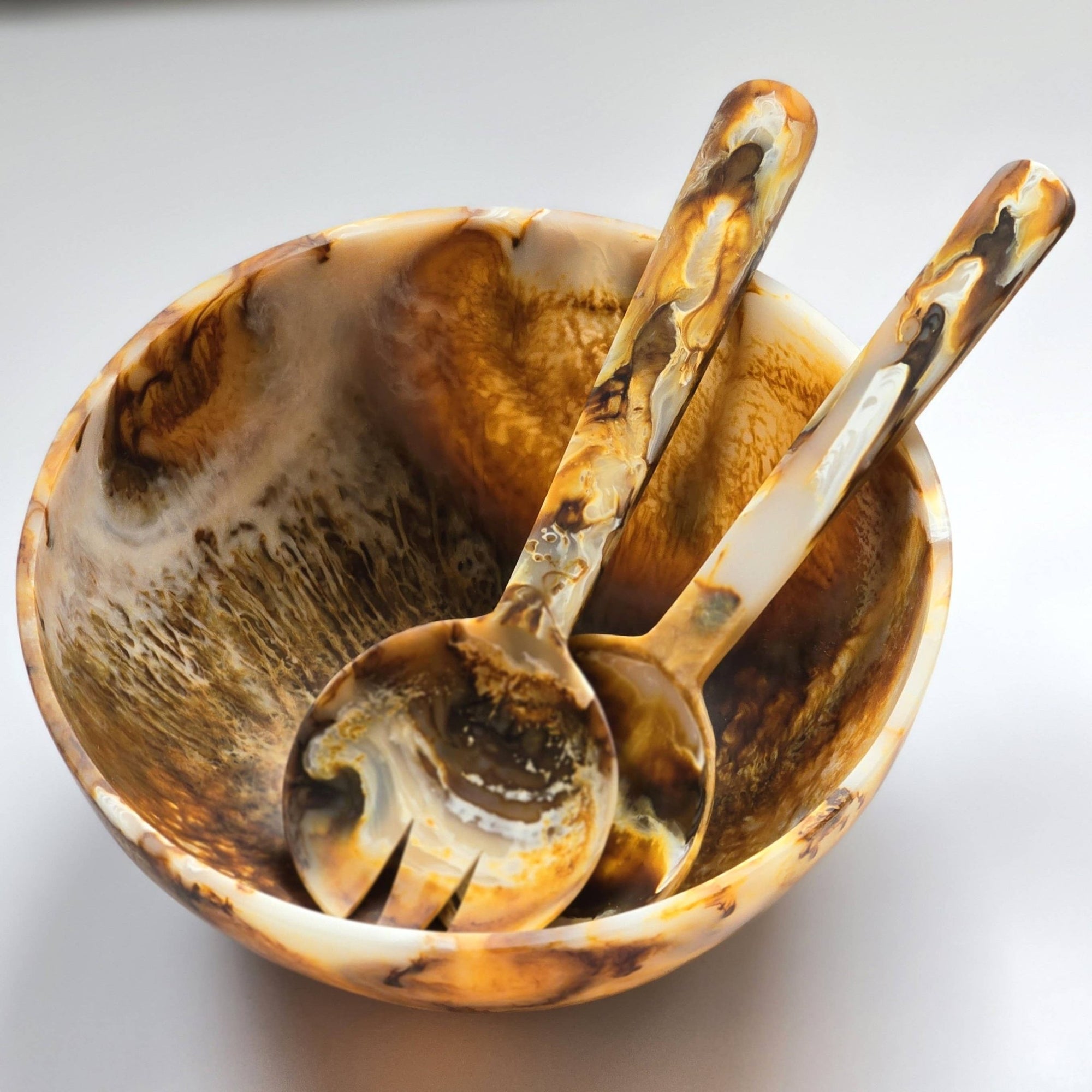 Hand Poured Resin Salad Serving Bowl - The Collective Park City