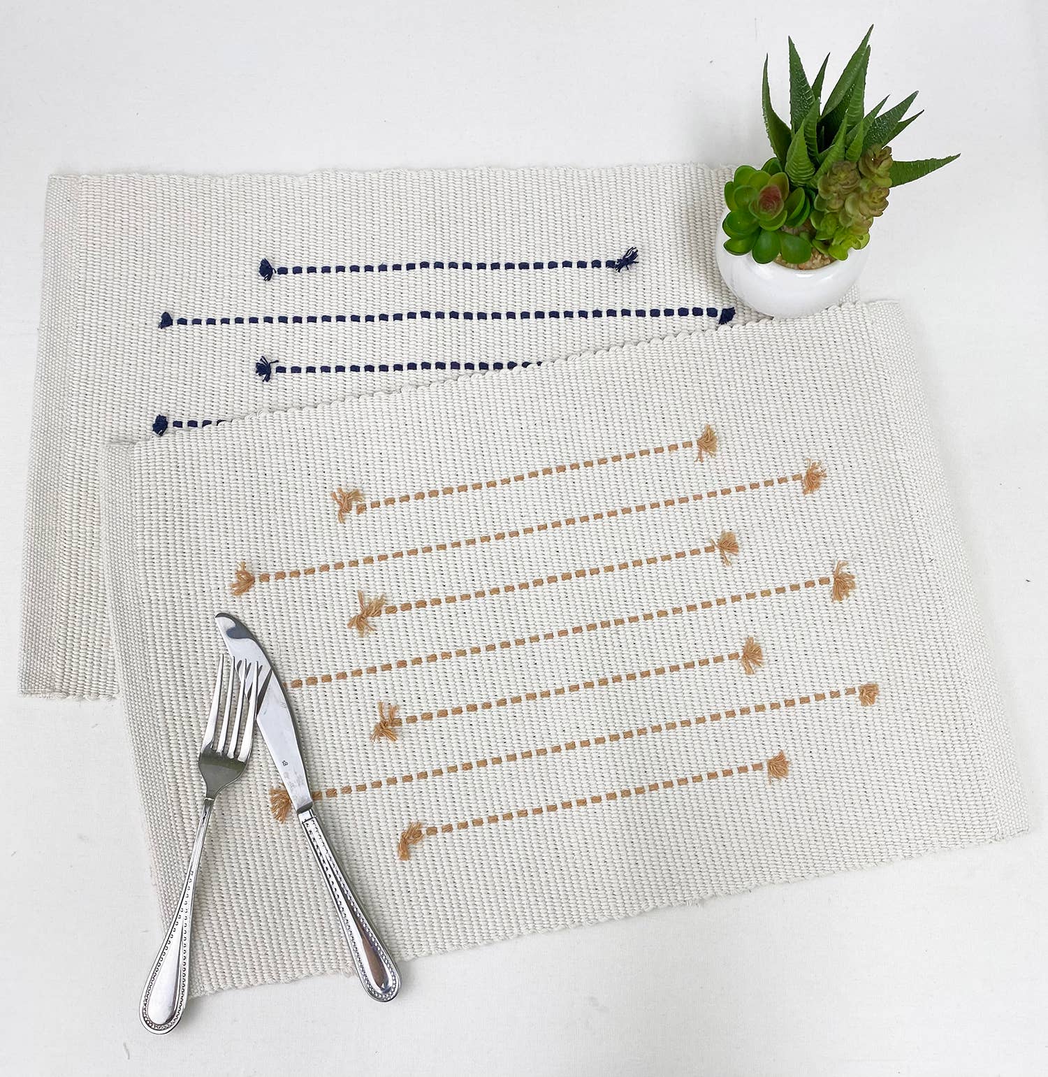 Hand Stitched Cotton Placemat: Black - The Collective Park City