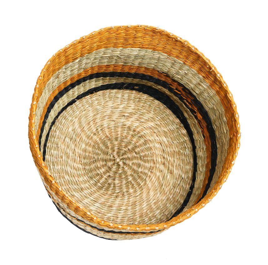 Hand - Woven Seagrass Baskets with Design, Set of 2 - The Collective Park City