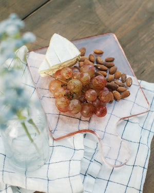 Handblown Hammered Glass Serving Tray - Blush - The Collective Park City