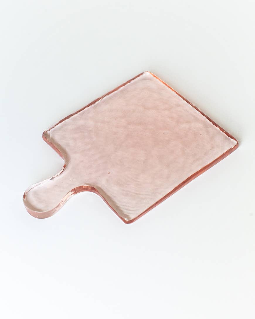 Handblown Hammered Glass Serving Tray - Blush - The Collective Park City