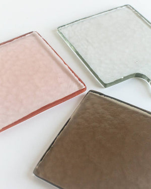 Handblown Hammered Glass Serving Tray - Blush - The Collective Park City