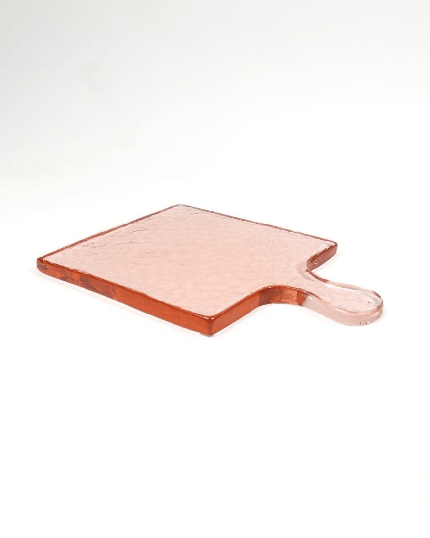 Handblown Hammered Glass Serving Tray - Blush - The Collective Park City