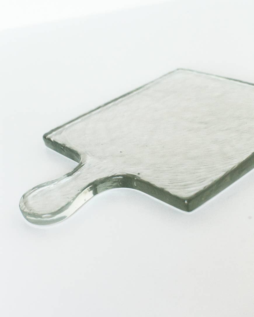 Handblown Hammered Glass Serving Tray - Clear - The Collective Park City