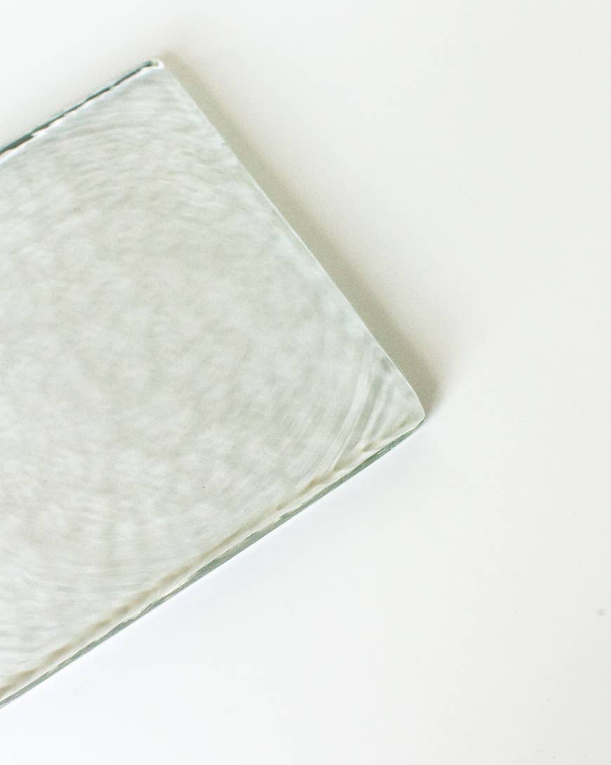 Handblown Hammered Glass Serving Tray - Clear - The Collective Park City