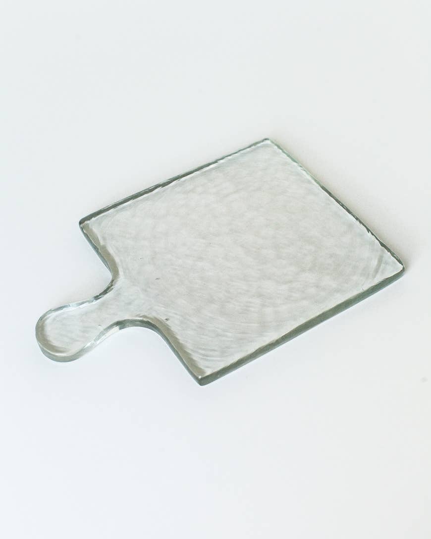 Handblown Hammered Glass Serving Tray - Clear - The Collective Park City