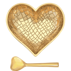Happy Bright Gold Croco Heart with Heart Spoon - The Collective Park City