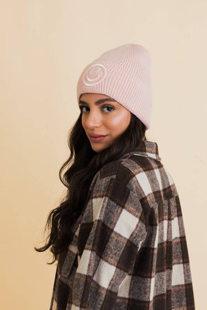 Happy Face Beanie: Blush - The Collective Park City