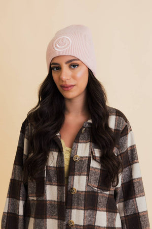Happy Face Beanie: Blush - The Collective Park City