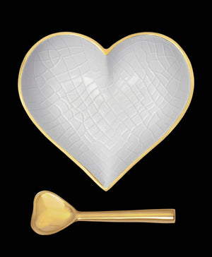 Happy Gold & White Croco Heart with Gold Heart Spoon - The Collective Park City